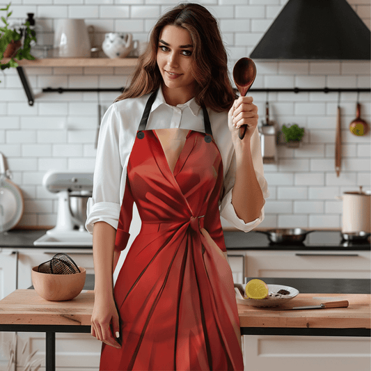 Apron for women with lady in red design
