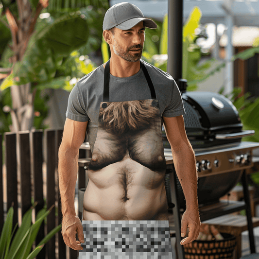 Apron for men with big hairy design