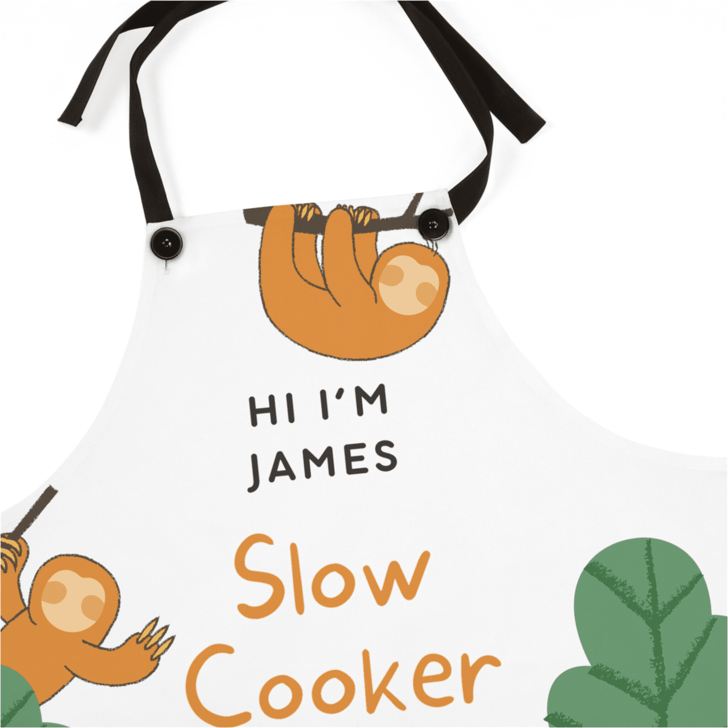 Apron with slow cooker design close up for men and women