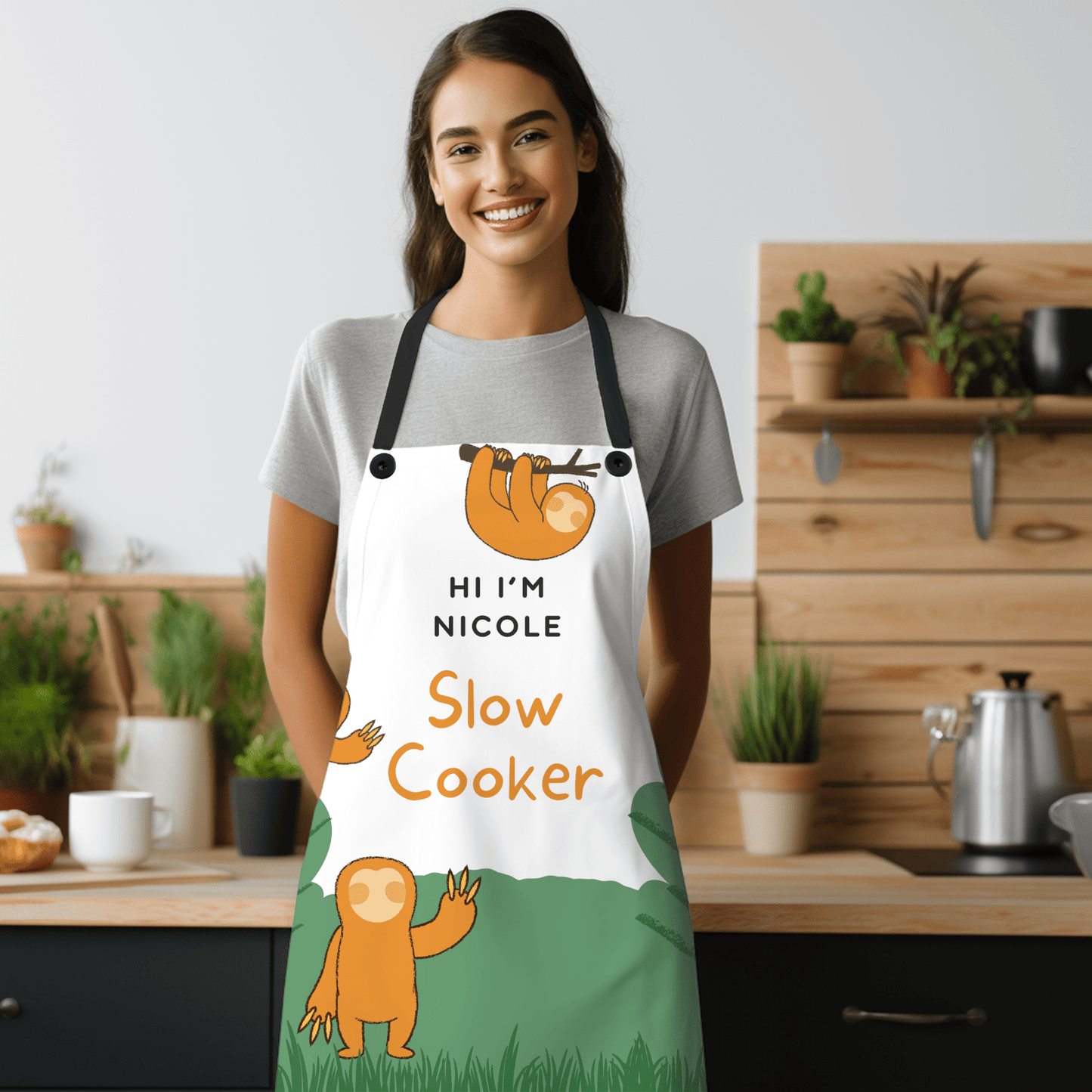 Apron for women as gift with slow cooker design